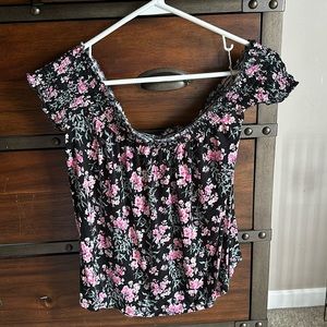 American Eagle floral off the shoulder top
